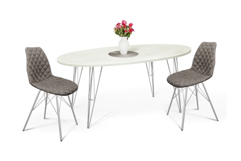 Обеденная группа SHT-DS122 коричневый сахар / бетон крем / хром лак